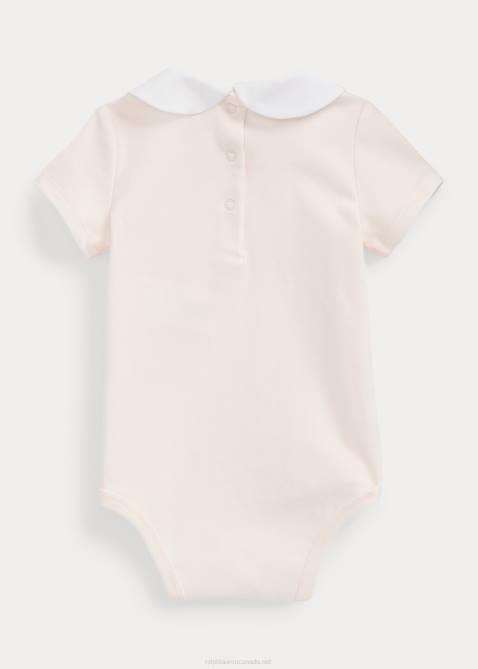 Baby Ralph Lauren Flower-Embroidered Cotton Bodysuit 4DJ27703 Delicate Pink