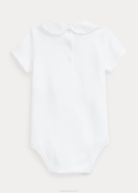 Baby Ralph Lauren Nautical-Embroidered Cotton Bodysuit 4DJ27704 White Sailboat