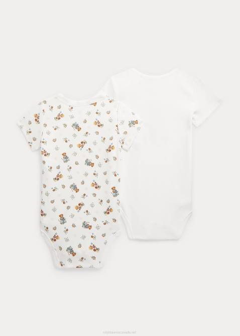 Baby Ralph Lauren Polo Bear Cotton Bodysuit 2-Pack 4DJ27702 Girl Garden Bear