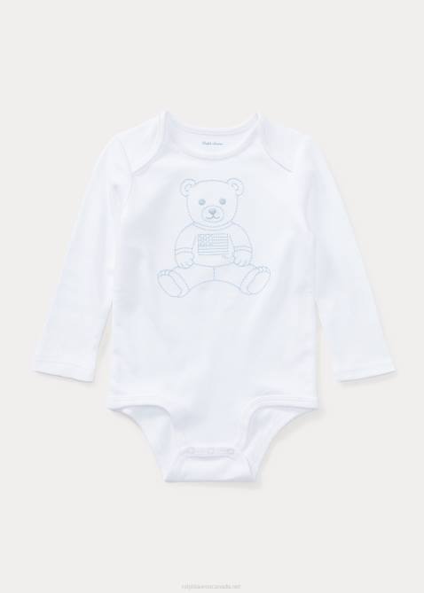 Baby Ralph Lauren Polo Bear Cotton Interlock Bodysuit 4DJ27696 White