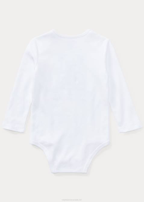 Baby Ralph Lauren Polo Bear Cotton Interlock Bodysuit 4DJ27696 White