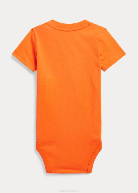 Baby Ralph Lauren Polo Bear Cotton Jersey Bodysuit 4DJ27695 Lifeboat Orange