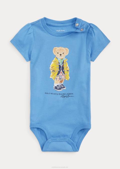 Baby Ralph Lauren Polo Bear Cotton Jersey Bodysuit 4DJ28167 Harbor Island Blue