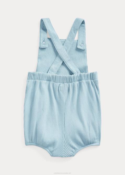 Baby Ralph Lauren Ribbed Cotton Bubble Overall 4DJ27735 Blue Note
