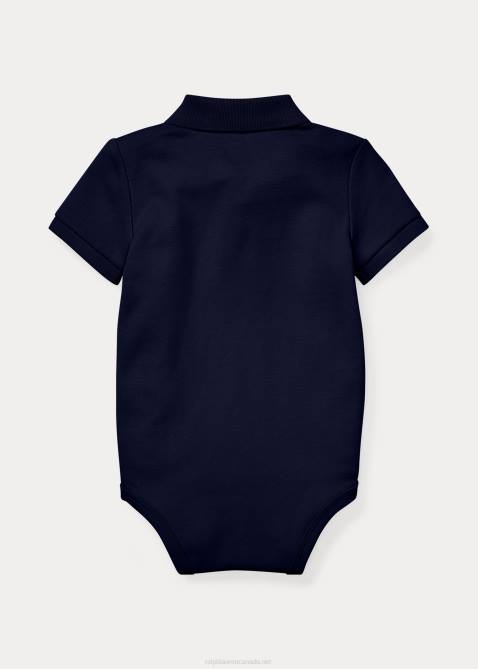 Baby Ralph Lauren Soft Cotton Polo Bodysuit 4DJ27693 Refined Navy