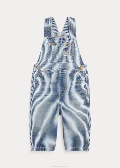 Baby Ralph Lauren Striped Cotton Denim Overall 4DJ28173 Patterson Wash