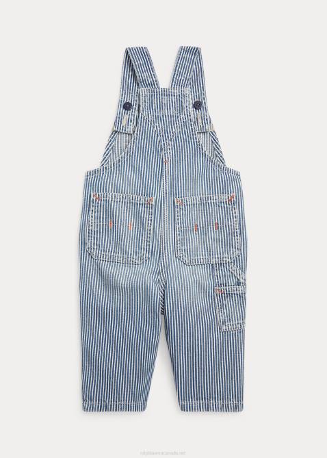 Baby Ralph Lauren Striped Cotton Denim Overall 4DJ28173 Patterson Wash