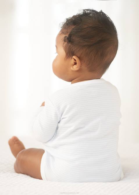 Baby Ralph Lauren Striped Cotton V-Neck Bodysuit 4DJ28156 Beryl Blue/White