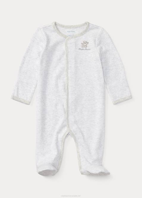Baby Ralph Lauren Bear Cotton Footed Coverall 4DJ210015 Grey Heather Multi