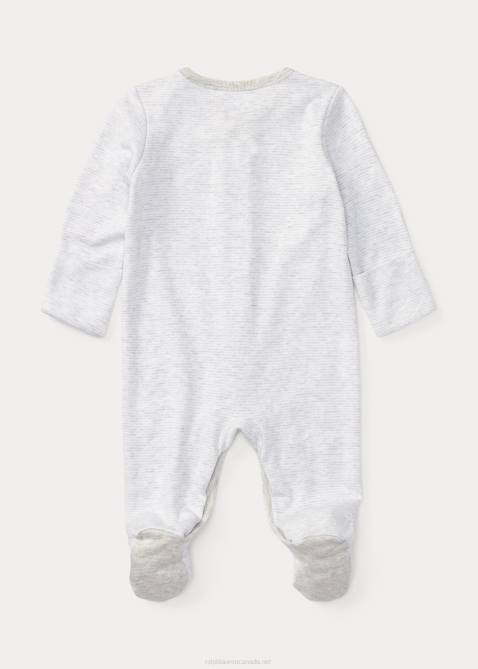 Baby Ralph Lauren Bear Cotton Footed Coverall 4DJ210015 Grey Heather Multi