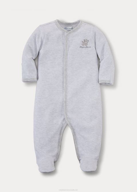 Baby Ralph Lauren Bear Cotton Footed Coverall 4DJ210015 Grey Heather Multi