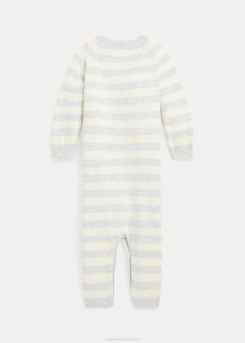 Baby Ralph Lauren Bear Cotton Sweater Coverall 4DJ27711 Quartz Heather/Clubhouse