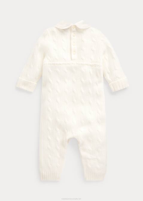 Baby Ralph Lauren Cashmere Knit-Collar Coverall 4DJ27736 Warm White