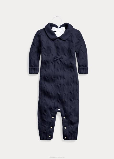 Baby Ralph Lauren Cashmere Knit-Collar Coverall 4DJ27737 College Navy