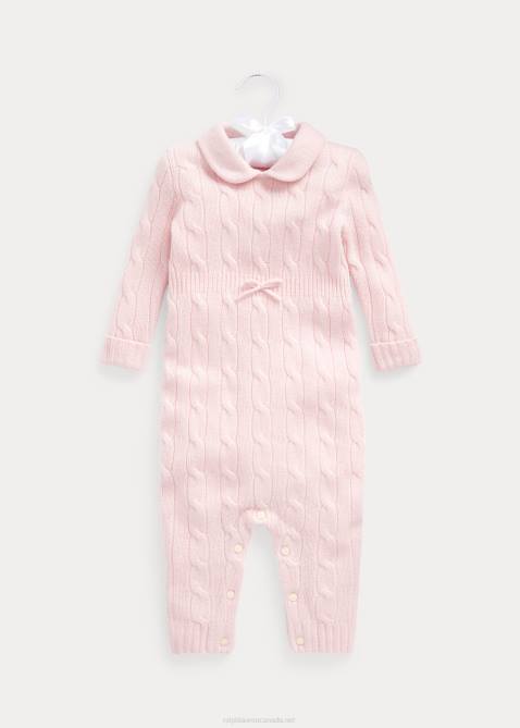 Baby Ralph Lauren Cashmere Knit-Collar Coverall 4DJ27742 Morning Pink