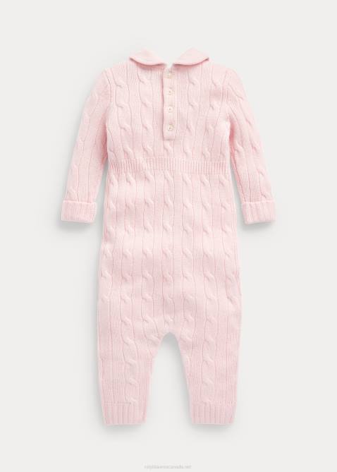 Baby Ralph Lauren Cashmere Knit-Collar Coverall 4DJ27742 Morning Pink