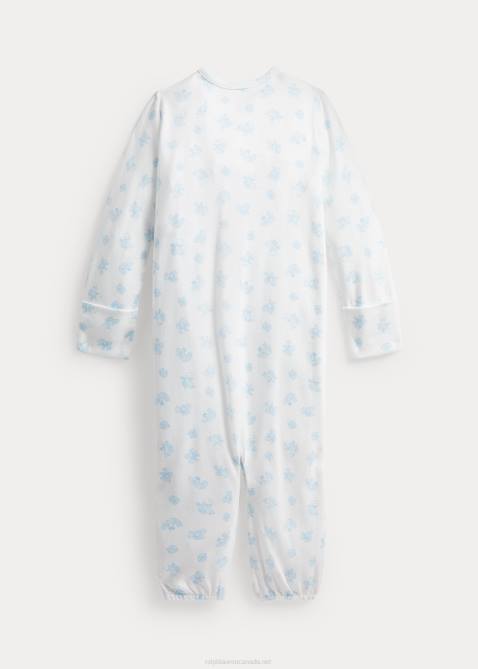 Baby Ralph Lauren Cotton Convertible Gown Coverall 4DJ28179 Blue Multi