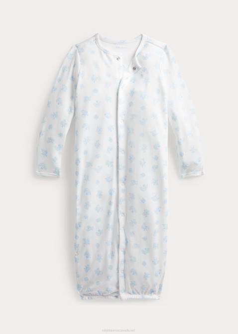 Baby Ralph Lauren Cotton Convertible Gown Coverall 4DJ28179 Blue Multi