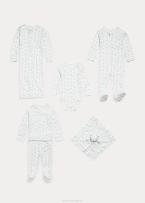 Baby Ralph Lauren Cotton Convertible Gown Coverall 4DJ28179 Blue Multi