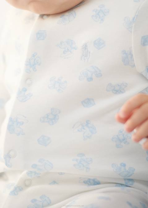 Baby Ralph Lauren Cotton Convertible Gown Coverall 4DJ28179 Blue Multi