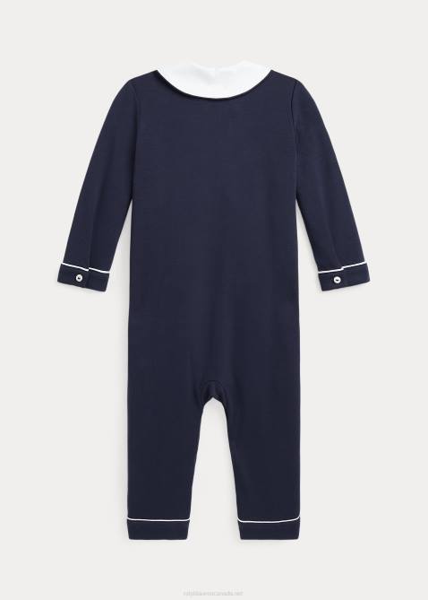 Baby Ralph Lauren Cotton Double-Breasted Coverall 4DJ27743 Rfd Nvy