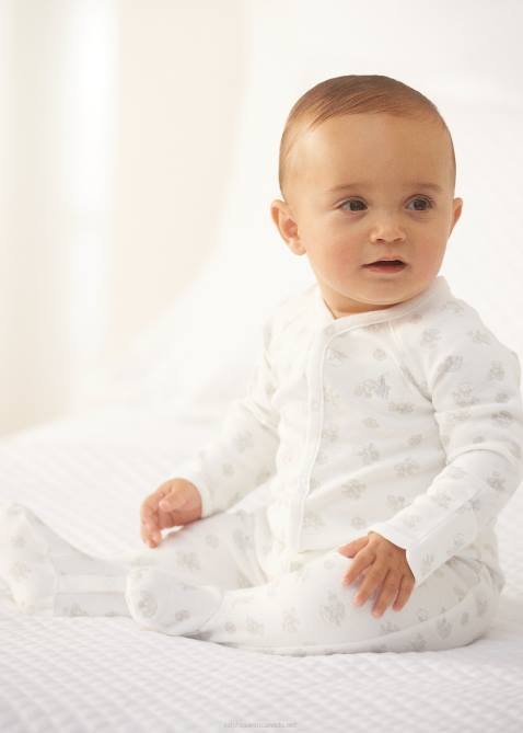 Baby Ralph Lauren Cotton Footed Coverall 4DJ210017 Grey Multi