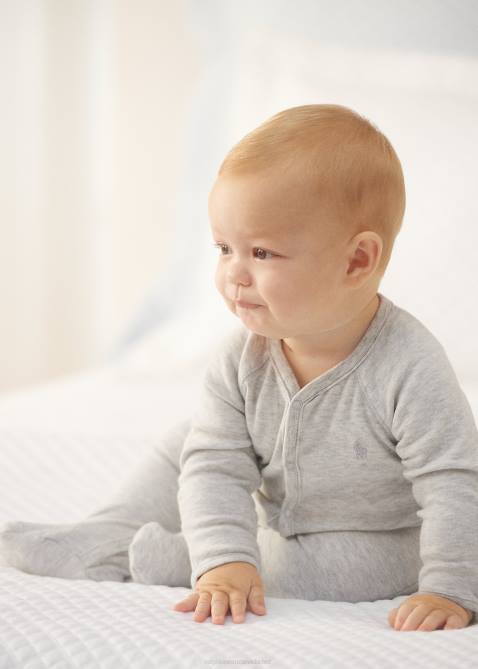 Baby Ralph Lauren Cotton Interlock Footed Coverall 4DJ210013 Quartz Heather