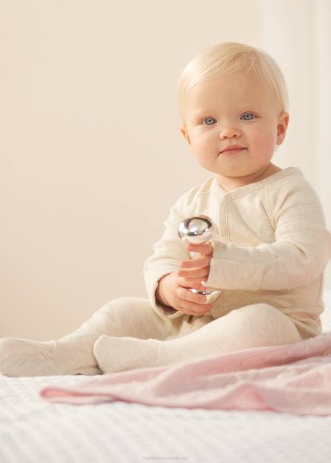 Baby Ralph Lauren Cotton Interlock Footed Coverall 4DJ210014 Oatmeal Heather