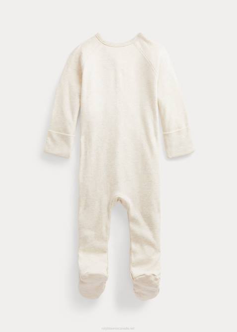 Baby Ralph Lauren Cotton Interlock Footed Coverall 4DJ210014 Oatmeal Heather