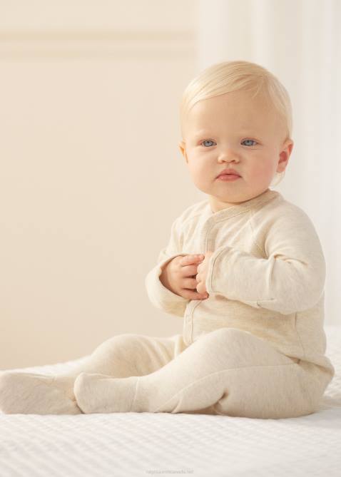 Baby Ralph Lauren Cotton Interlock Footed Coverall 4DJ210014 Oatmeal Heather