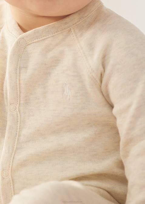 Baby Ralph Lauren Cotton Interlock Footed Coverall 4DJ210014 Oatmeal Heather