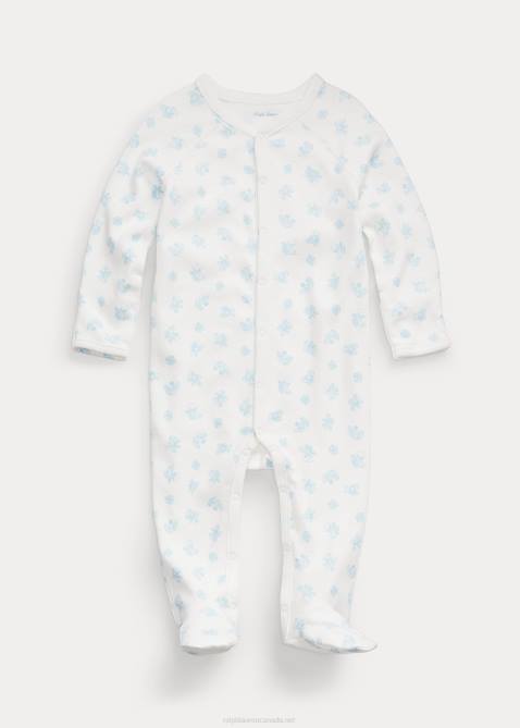 Baby Ralph Lauren Cotton Interlock Footed Coverall 4DJ27722 Blue Multi