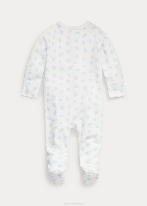 Baby Ralph Lauren Cotton Interlock Footed Coverall 4DJ27722 Blue Multi