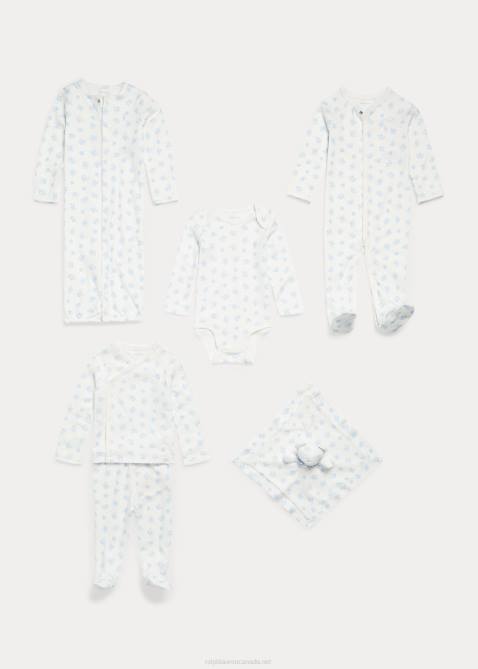 Baby Ralph Lauren Cotton Interlock Footed Coverall 4DJ27722 Blue Multi