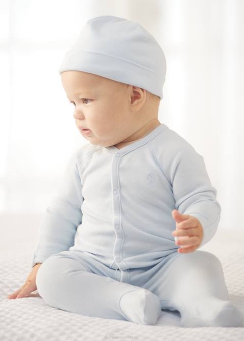 Baby Ralph Lauren Cotton Interlock Footed Coverall 4DJ27726 Beryl Blue