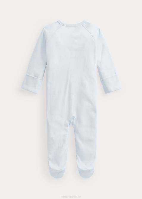 Baby Ralph Lauren Cotton Interlock Footed Coverall 4DJ27726 Beryl Blue