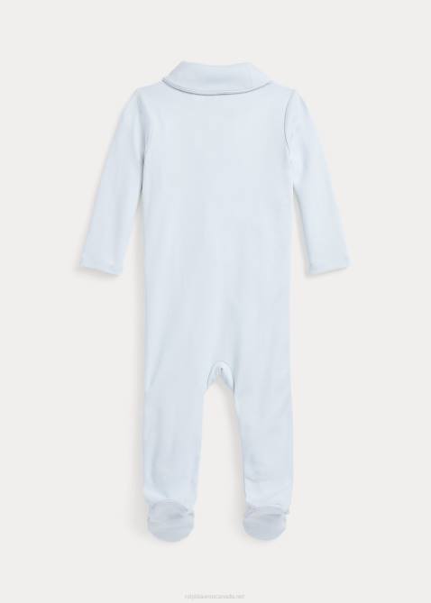 Baby Ralph Lauren Cotton Interlock Footed Coverall 4DJ27752 Beryl Blue