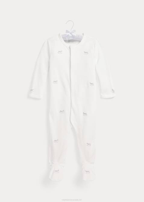 Baby Ralph Lauren Cotton Interlock Footed Coverall 4DJ27753 White