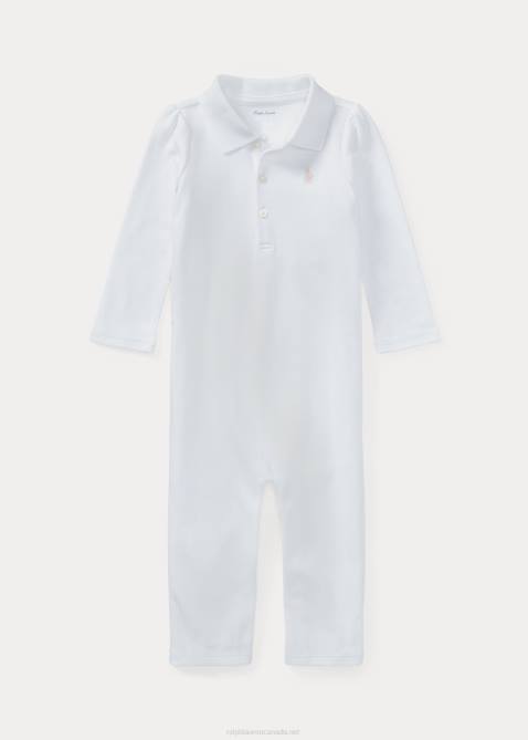 Baby Ralph Lauren Cotton Interlock Polo Coverall 4DJ27710 White
