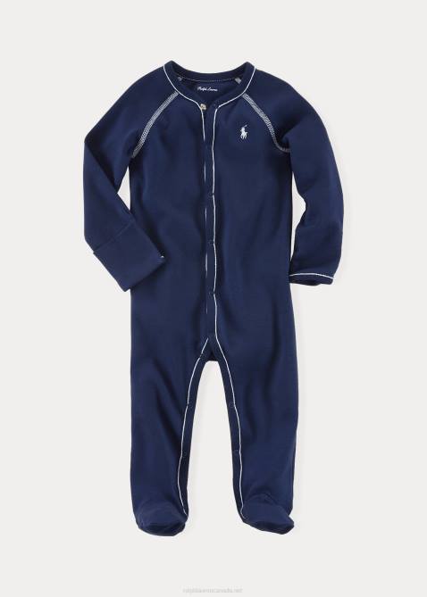 Baby Ralph Lauren Cotton Jersey Footed Coverall 4DJ27713 Refined Navy