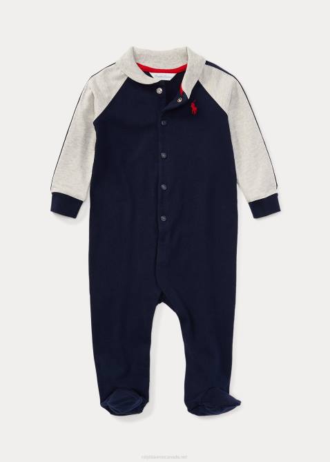 Baby Ralph Lauren Cotton Jersey Footed Coverall 4DJ27719 Refined Navy