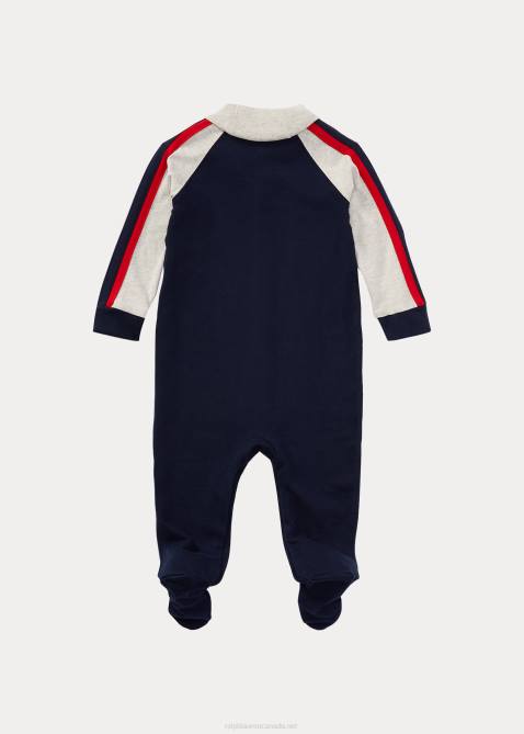 Baby Ralph Lauren Cotton Jersey Footed Coverall 4DJ27719 Refined Navy