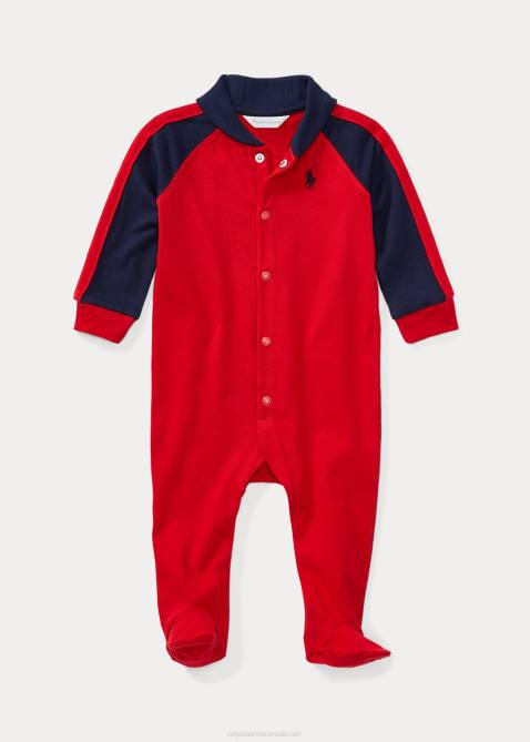 Baby Ralph Lauren Cotton Jersey Footed Coverall 4DJ27720 RL Red