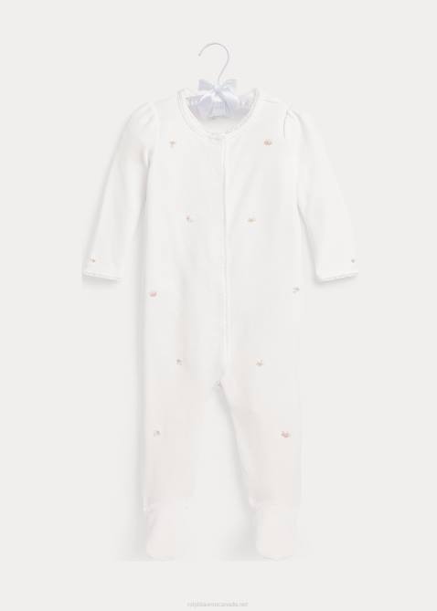 Baby Ralph Lauren Floral Organic Cotton Coverall 4DJ27751 White