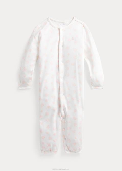 Baby Ralph Lauren Organic Cotton Convertible Gown Coverall 4DJ28176 Pink Multi