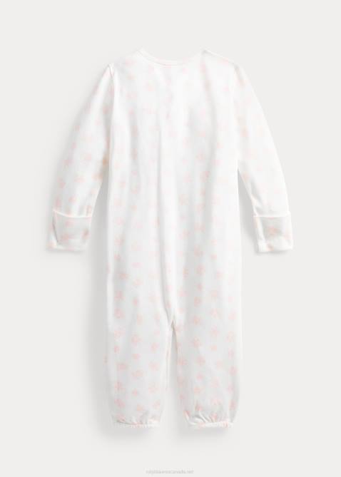 Baby Ralph Lauren Organic Cotton Convertible Gown Coverall 4DJ28176 Pink Multi