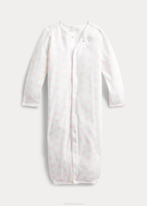 Baby Ralph Lauren Organic Cotton Convertible Gown Coverall 4DJ28176 Pink Multi