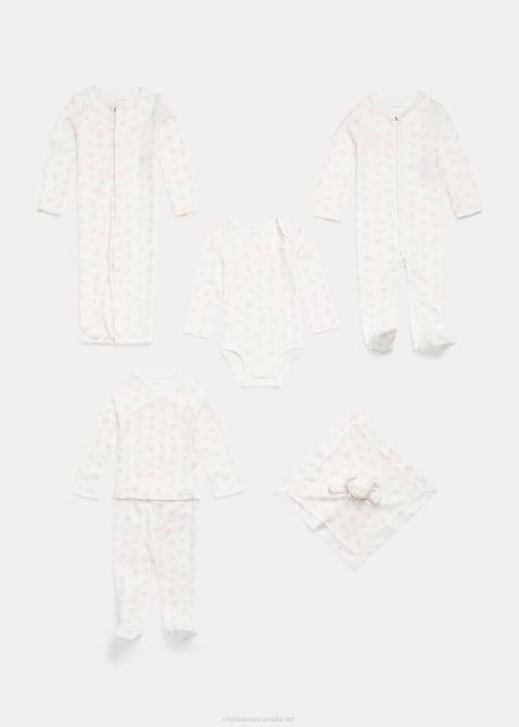 Baby Ralph Lauren Organic Cotton Convertible Gown Coverall 4DJ28176 Pink Multi