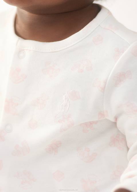 Baby Ralph Lauren Organic Cotton Convertible Gown Coverall 4DJ28176 Pink Multi