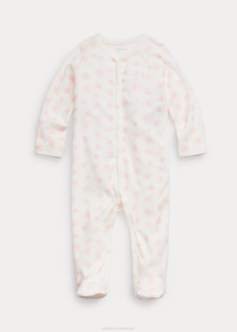 Baby Ralph Lauren Organic Cotton Footed Coverall 4DJ27729 Pink Multi